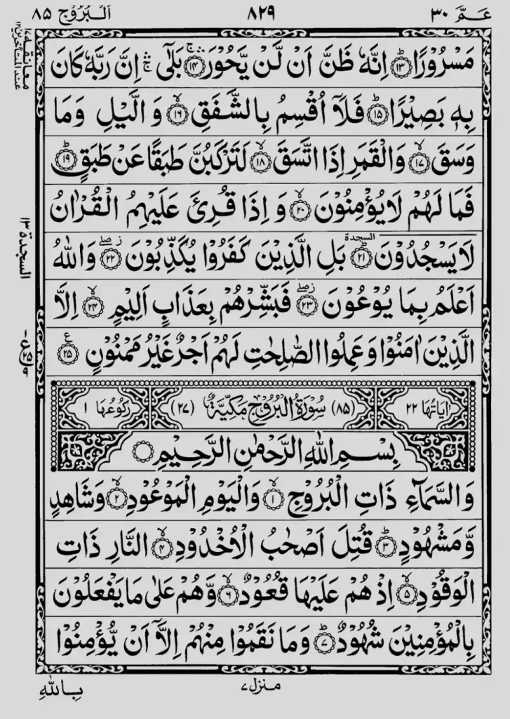 Para 30 Surah 84 Ayat 13 to 25 Surah 85 Ayat 1 to 8